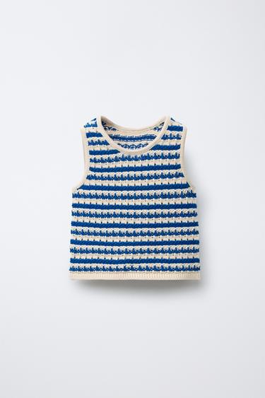 STRIPED KNIT TOP - Electric blue by Zara - Image 0