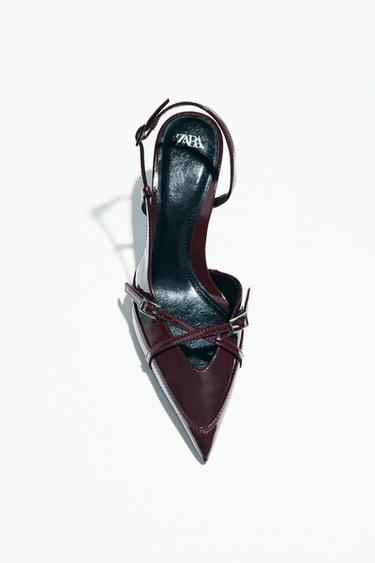 BUCKLED STRAPPY HEELS - Burgundy Red by Zara