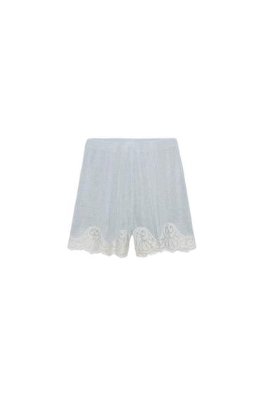 RUSTIC LACE SHORTS - Neon blue by Zara