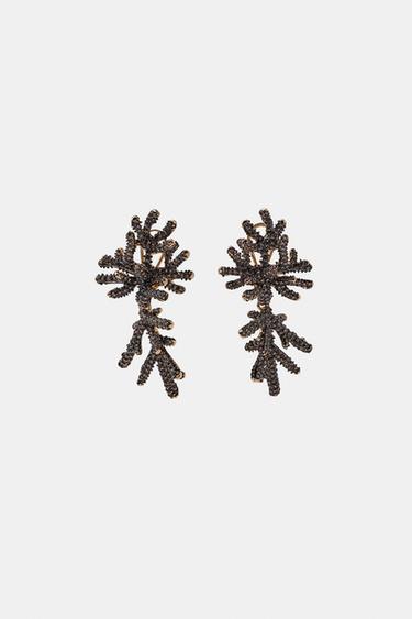 CORAL SHIMMER EARRINGS - Anthracite grey by Zara