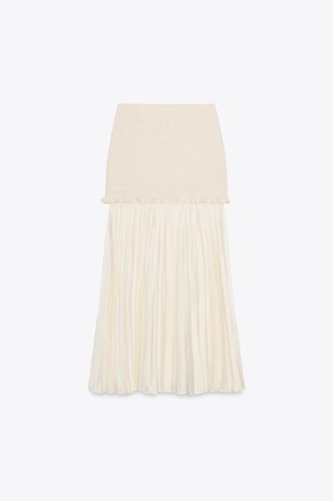 COMBINED KNIT SKIRT - Ecru by Zara