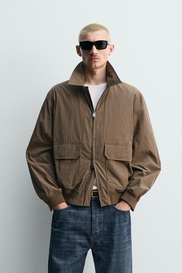 REGULAR FIT TECHNICAL JACKET - Brown by Zara