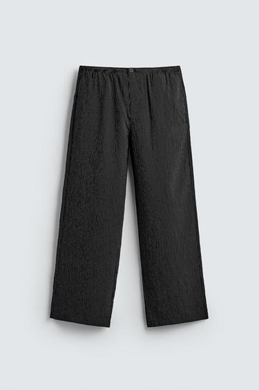 STRIPED FLOWING TROUSERS - Black by Zara