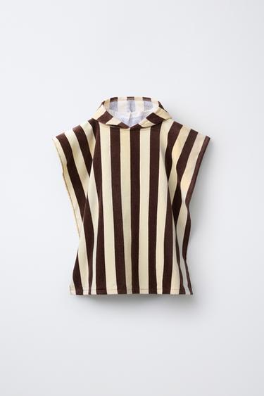 STRIPED TOWEL PONCHO - Brown by Zara