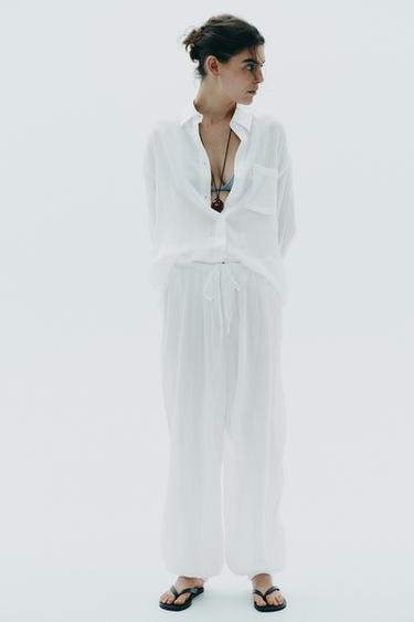FLOWING BALLOON TROUSERS - White by Zara