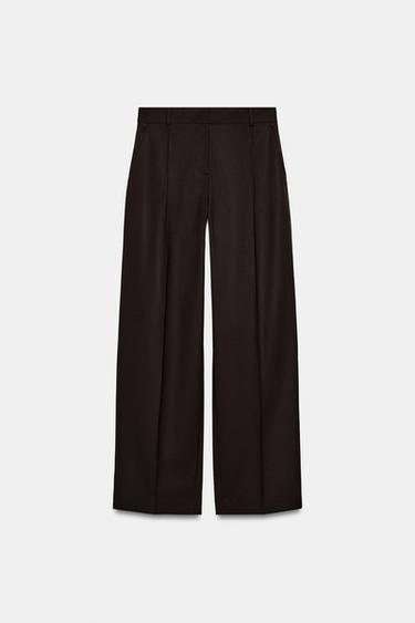 STRAIGHT-LEG DARTED TROUSERS - Brown by Zara