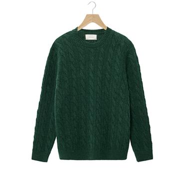 100% WOOL CABLE-KNIT JUMPER - Dark bottle green by Zara