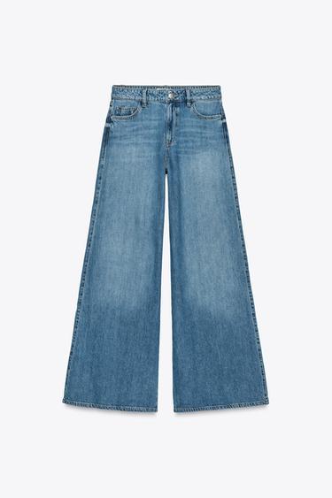 Z1975 PALAZZO MID-WAIST FULL LENGTH JEANS - Mid-blue by Zara