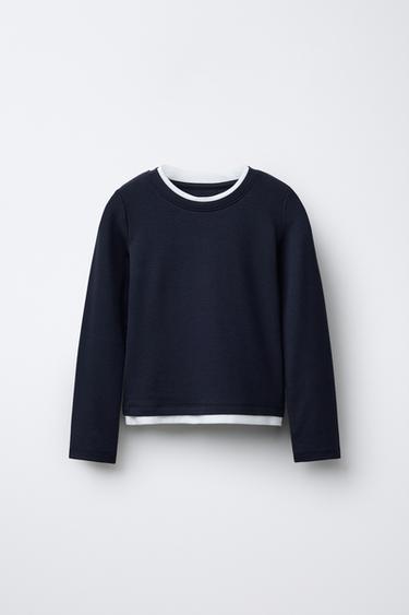 DOUBLE T-SHIRT WITH MODAL - Navy blue by Zara