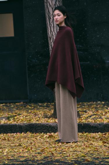 SOFT PIQUÉ WIDE-LEG TROUSERS - Tan marl by Zara