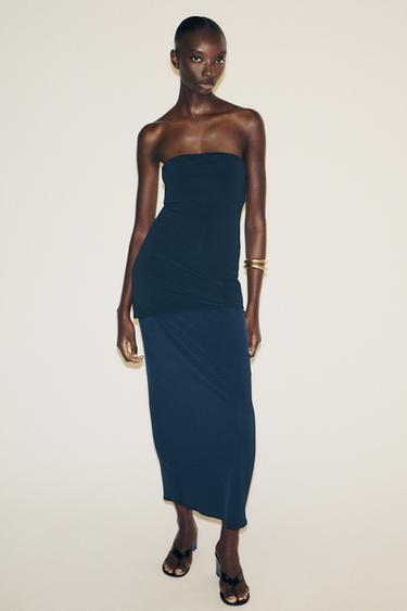 STRAPLESS DRESS - Dark navy by Zara - Image 0