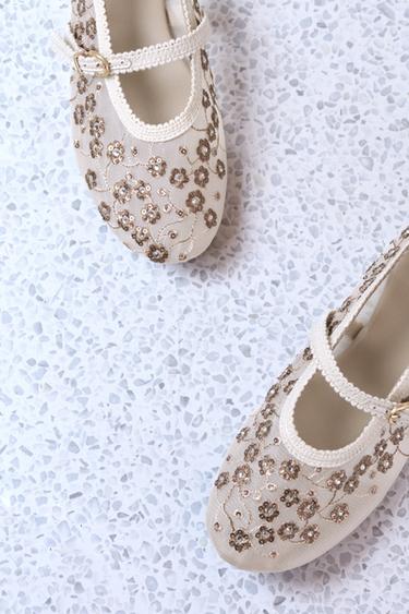 MESH BALLET FLATS WITH RHINESTONES - Multicoloured by Zara