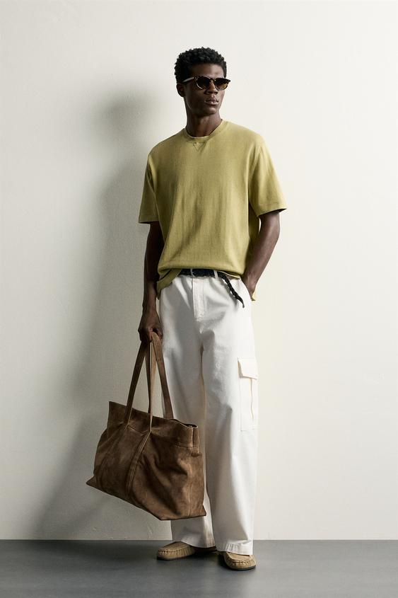 REGULAR FIT KNIT T-SHIRT - Light beige by Zara - Image 0