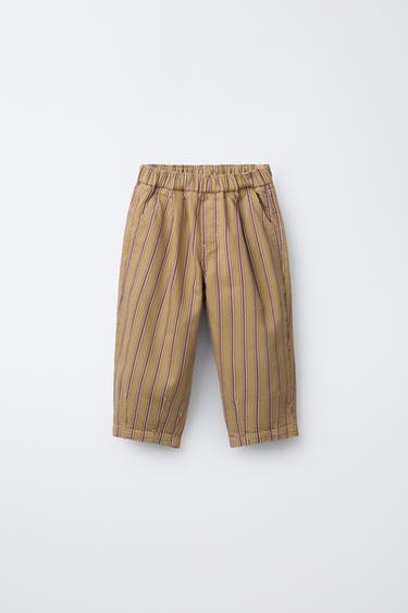 STRIPED BAGGY TROUSERS - Mustard by Zara