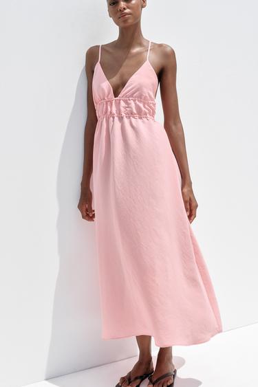 FLOWING MIDI DRESS - Chalk pink by Zara