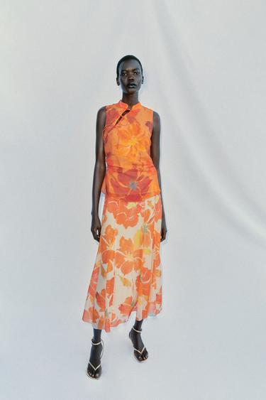 FLORAL PRINT MIDI SKIRT - Multicoloured by Zara