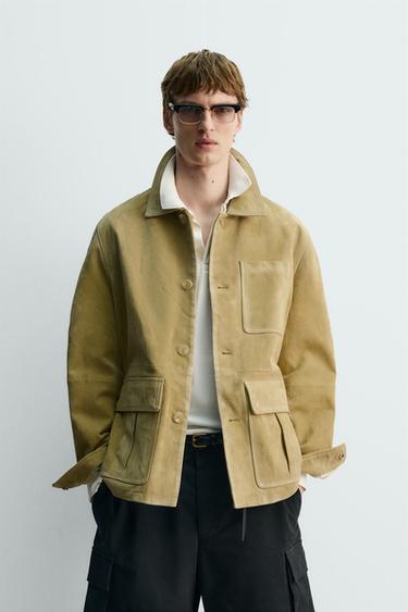 SUEDE JACKET WITH POCKETS - Yellow by Zara