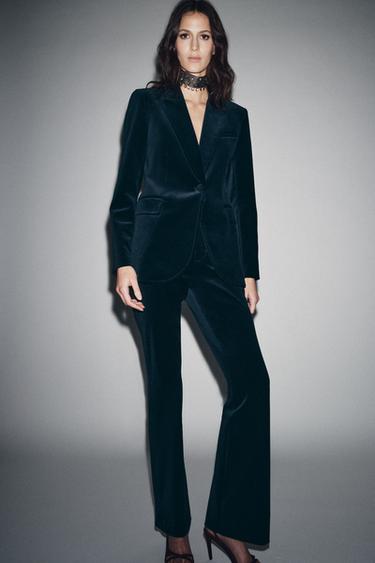 FLARE VELVET TROUSERS ZW COLLECTION - Blue by Zara