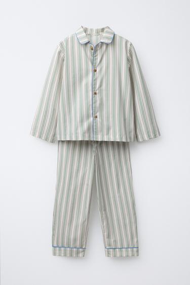 6-14 YEARS/ STRIPED SHIRT AND TROUSERS PYJAMAS - Green by Zara - Image 0
