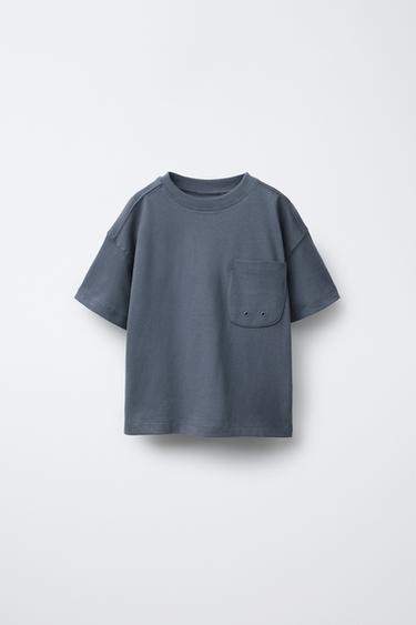 PLAIN T-SHIRT WITH POCKET - Navy blue by Zara