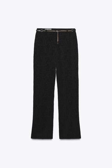 JACQUARD TROUSERS WITH CHAIN BELT - Black by Zara
