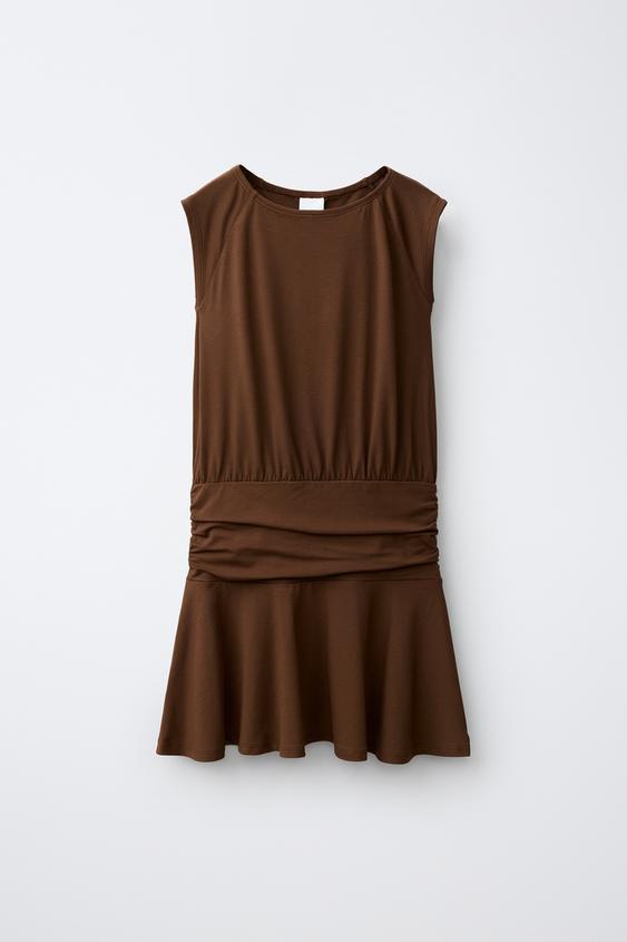 SASH DRESS WITH RUFFLE - Brown by Zara - Image 0