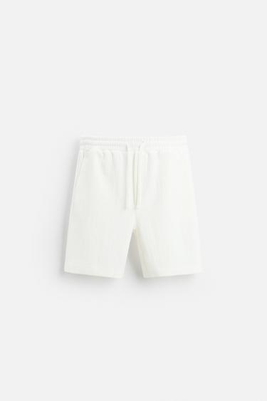 TEXTURED JOGGER BERMUDA SHORTS - Oyster-white by Zara