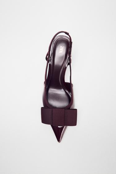 SLINGBACK HEELED SHOES WITH BOW - Burgundy Red by Zara