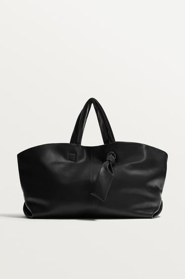 LEATHER TOTE BAG - Black by Zara