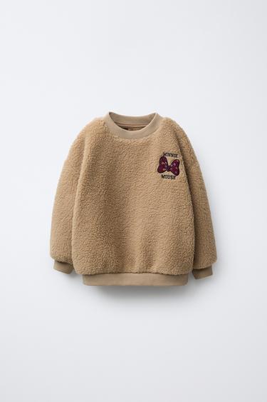 EMBROIDERED FAUX SHEARLING MINNIE MOUSE © DISNEY SWEATSHIRT - Light beige by Zara