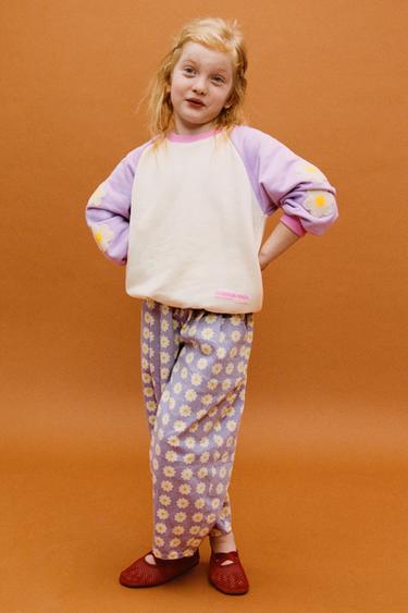 TWILL BALLOON TROUSERS WITH FLOWERS - Lilac by Zara