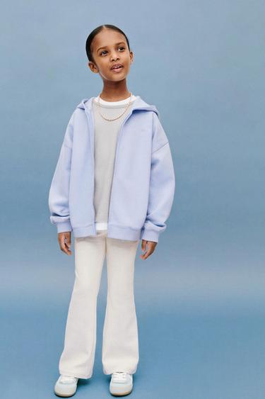 INTERLOCK ZIP-UP SWEATSHIRT WITH EMBOSSED TEXT - Pastel blue by Zara