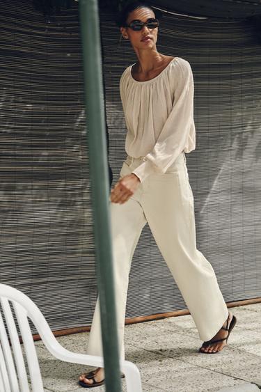 Z1975 HIGH-WAIST WIDE-LEG JEANS - Ecru by Zara