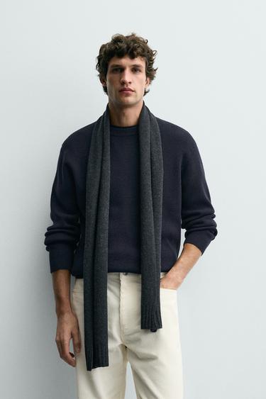 TEXTURED JUMPER WITH WOOL - Navy blue by Zara