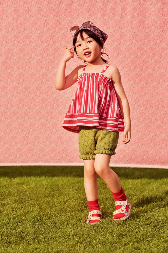 COTTON/LINEN BLEND EMBROIDERED KNIT BERMUDA SHORTS - Oil by Zara - Image 0