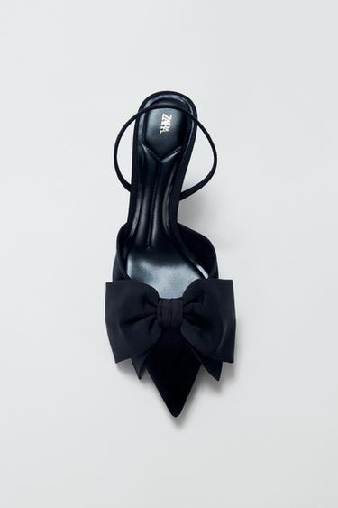 VELVET SLINGBACK SHOES WITH BOW - Black by Zara