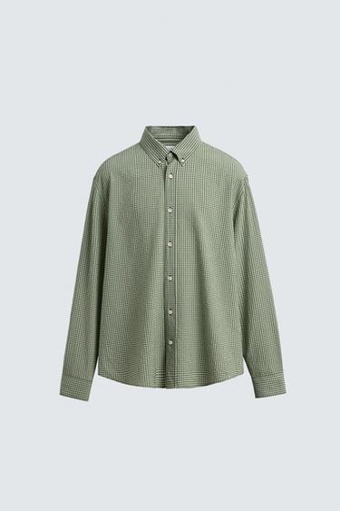 LIMITED EDITION TEXTURED CHECK SHIRT - Green by Zara