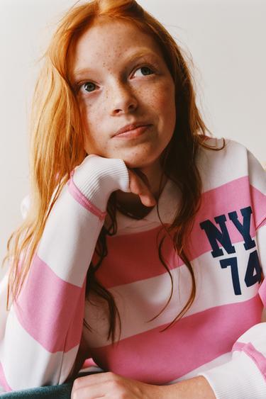 STRIPED POLO NECK SWEATSHIRT - Pink by Zara