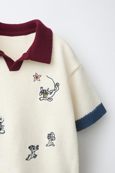 MICKEY MOUSE © DISNEY EMBROIDERED KNIT POLO SHIRT - Ecru by Zara