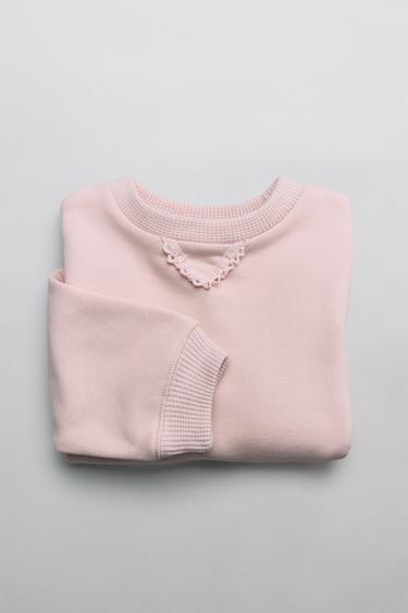 WAFFLE-DETAIL SWEATSHIRT - Pale pink by Zara