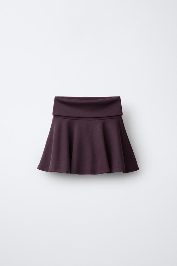 GYM SKORT WITH FOLD-OVER WAISTBAND - Aubergine by Zara - Image 0