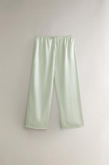 OPENWORK SATEEN TROUSERS - Sea green by Zara - Image 0