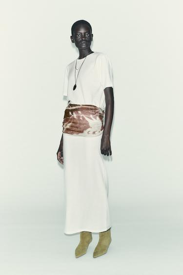 CUT-OUT KNIT MIDI SKIRT - Mid-ecru by Zara - Image 0
