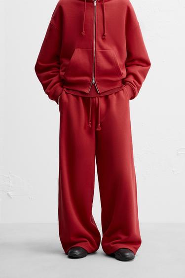 LIMITED EDITION WIDE-LEG JOGGER TROUSERS - Red by Zara