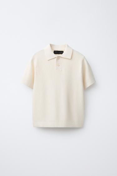 BASIC RIB KNIT POLO SHIRT - Ecru by Zara
