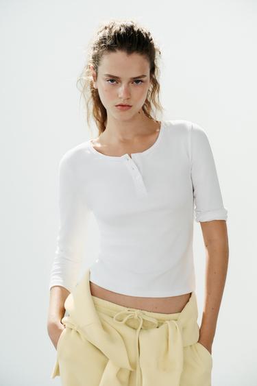 HENLEY T-SHIRT - White by Zara