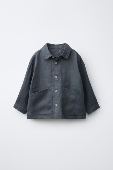 100% LINEN OVERSHIRT - Petrol blue by Zara