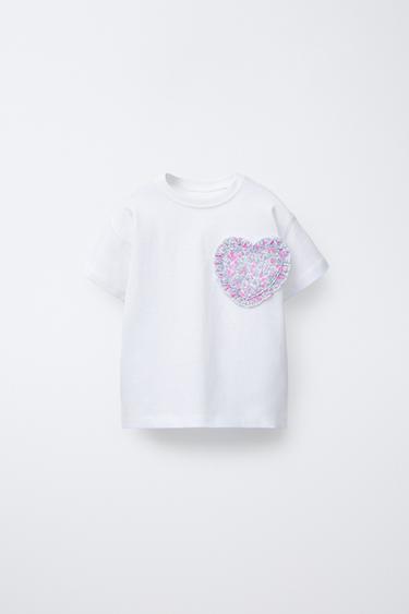 PRINTED HEART T-SHIRT - White by Zara - Image 0