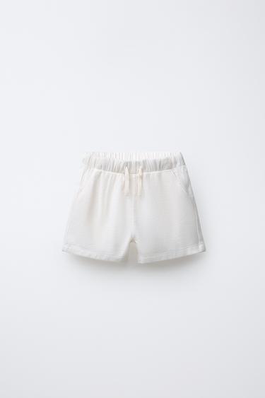 TEXTURED BERMUDA SHORTS - Ecru by Zara