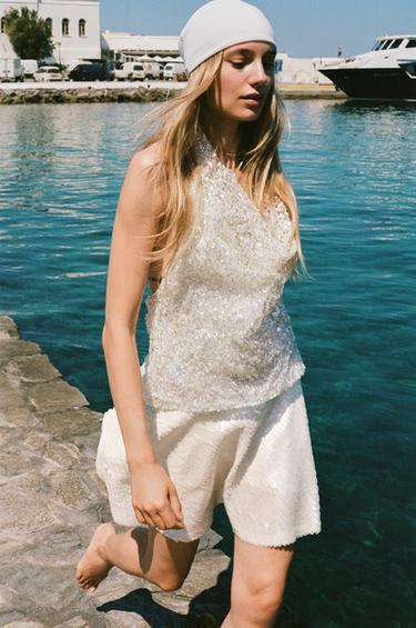 SEQUINNED HALTER TOP - 109 by Zara